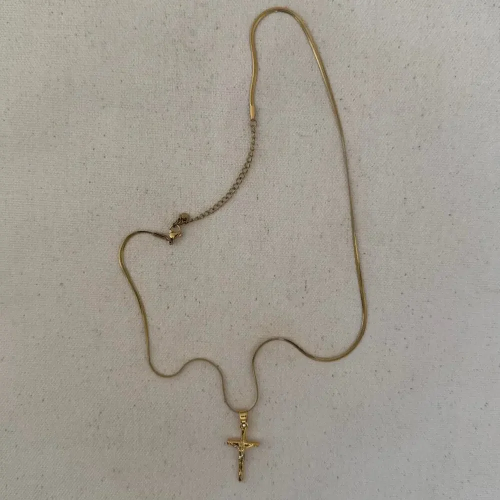 Y2K 2000s Vintage Gold Cross Necklace Unisex Retro Chain Jewelry New